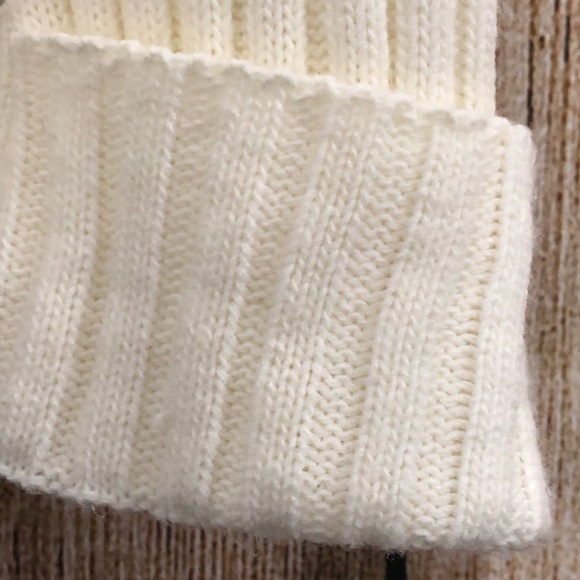 Vintage Y2K Ribbed Turtleneck Sweater Women Sz M Ivory Fringe Chunky Acrylic - Picture 5 of 8